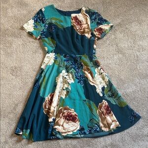 Corey Lynn Calter Navy and Teal Floral Dress Size 0